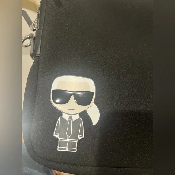 New Karl Lagerfeld Ikonik Laptop Case Briefcase Black - Picture 5 of 13